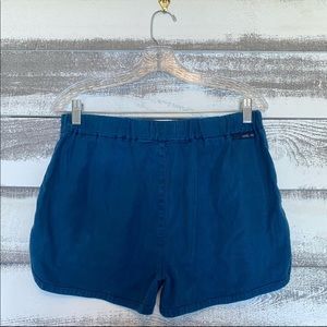 Anthropologie Level 99 Linen Blue Teal Helen Shorts